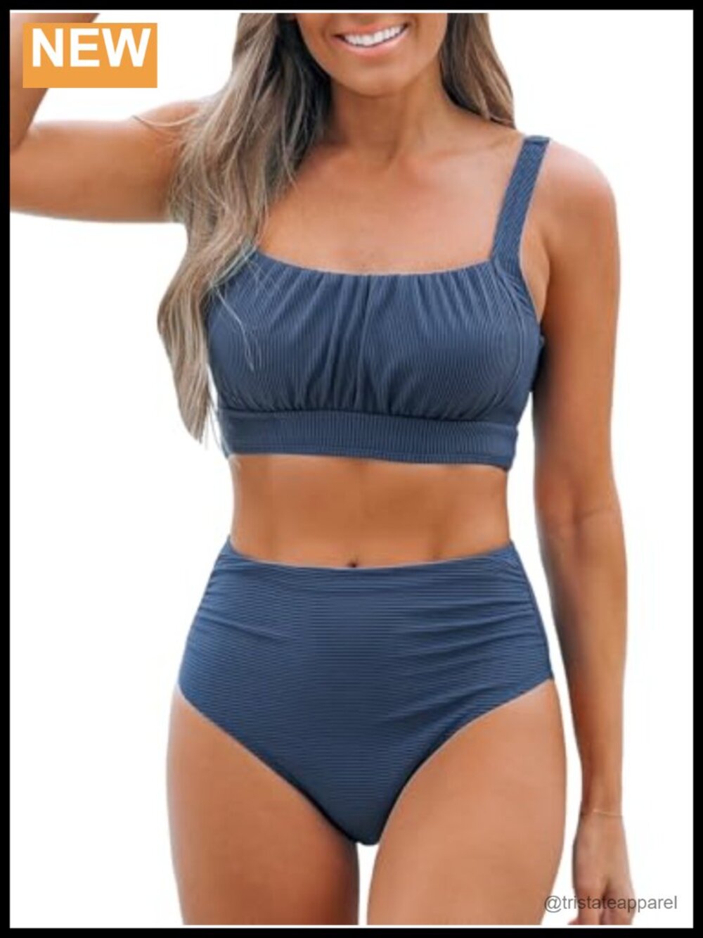CUPSHE Women's Tummy Control High Waisted Bikini Set Textured Bathing Suit
